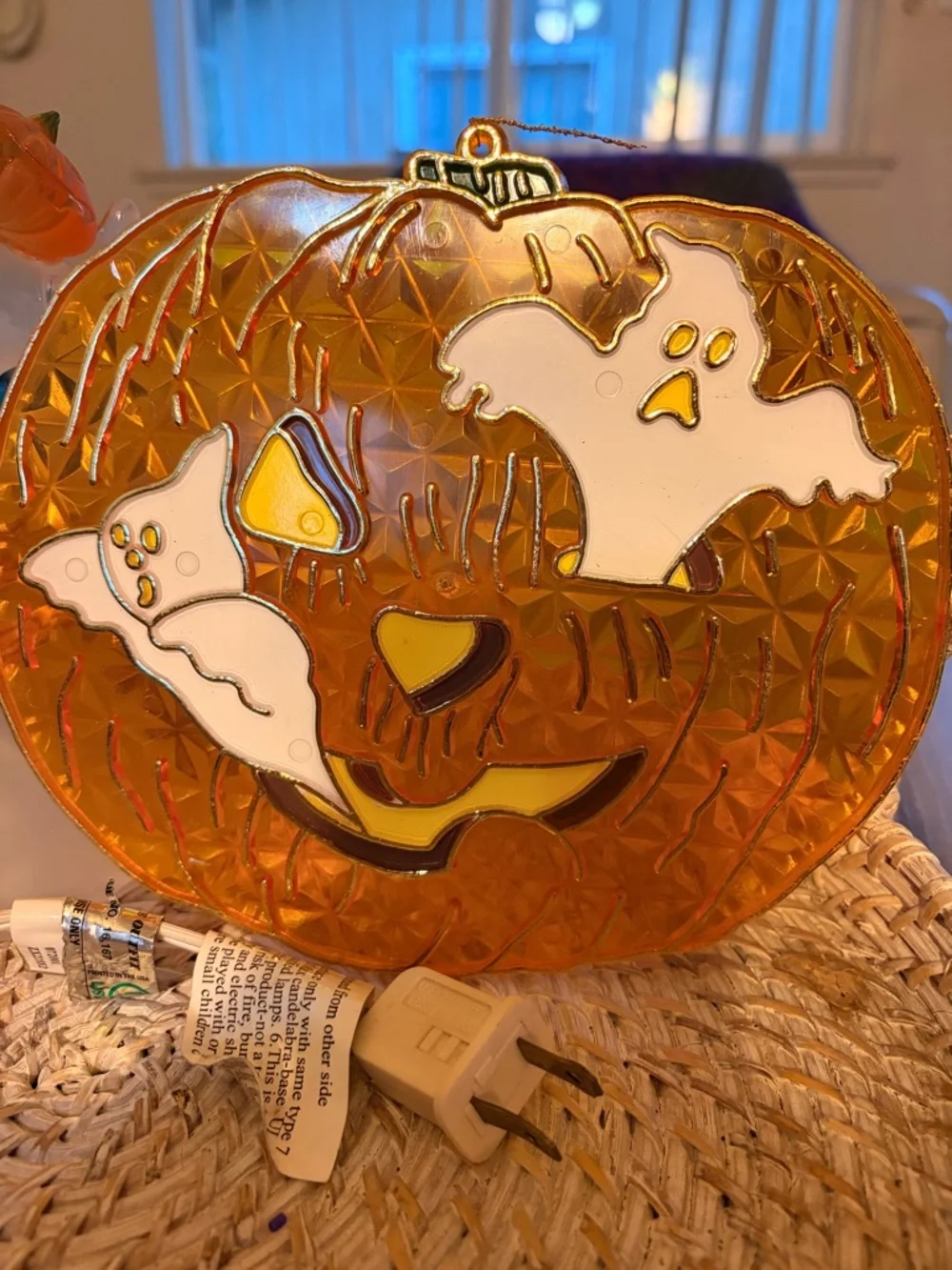 Halloween Decor with Pumpkin Treat Bowl and Light Up Ghost - Picture 9 of 11